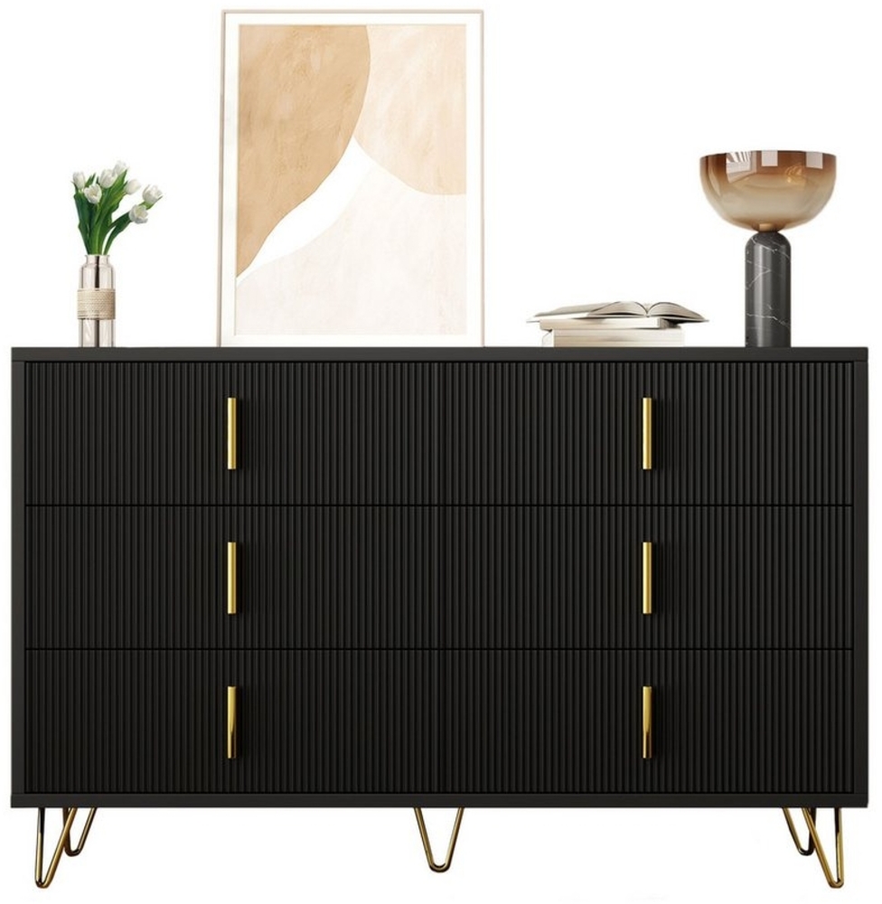 BlingBin Kommode Sideboard (1 St, modernem Design mit 6 Schublade und goldene Griffe), 120 x 77 x 40cm Bild 1