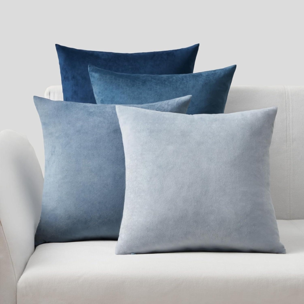 Topfinel Samt Kissenbezüge 50x50cm Blau 4er Set Zierkissen Sofa Wohnzimmer Bild 1