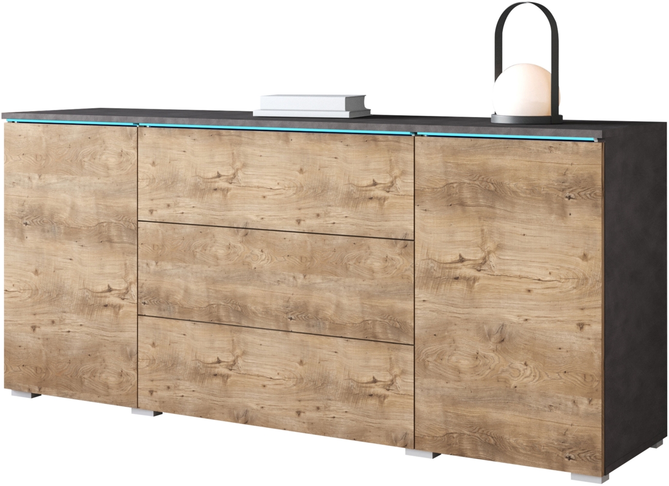 Kommode Doppo 150 (Farbe: Matera / Kastanien Breslau, mit RGB LED Beleuchtung) Bild 1