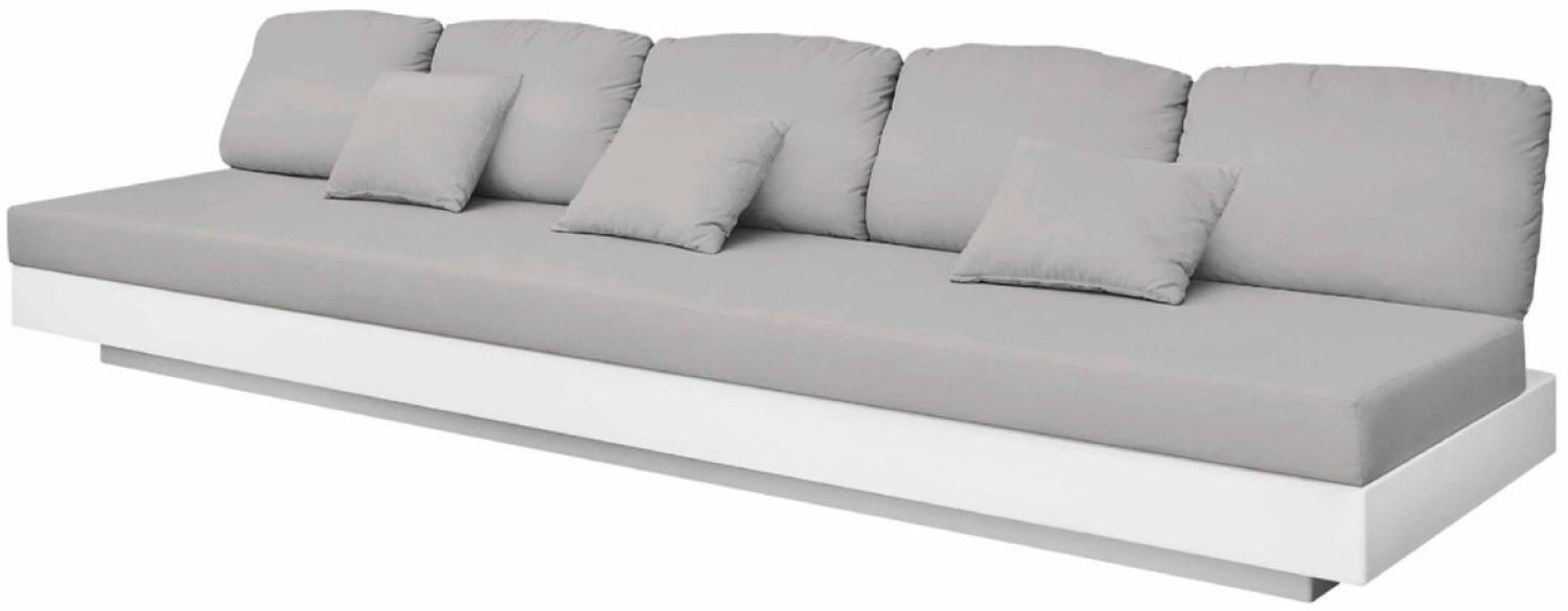 Casa Padrino Luxus 5er Gartensofa Grau / Matt Weiß 350 x 90 x H. 70 cm - Wetterbeständiges Garten Terrassen Sofa - Hotel Möbel - Luxus Qualität Bild 1