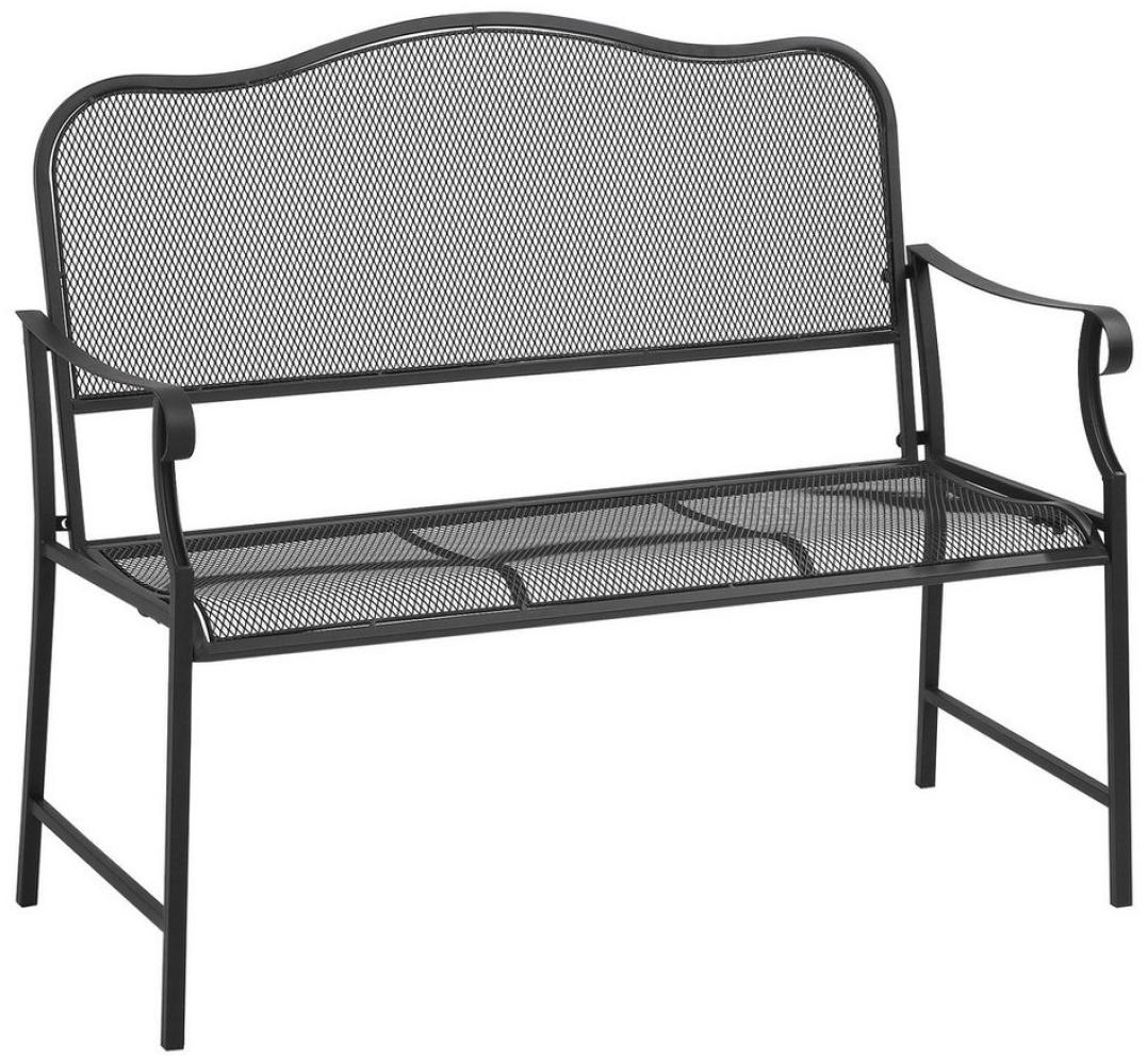 Outsunny Gartenbank aus Metall, 2-Sitzer, wetterbeständig, 110,5 cm x 58 cm x 98 cm (Sitzbank, 1-St, Parkbank), für Garten, Schwarz Bild 1