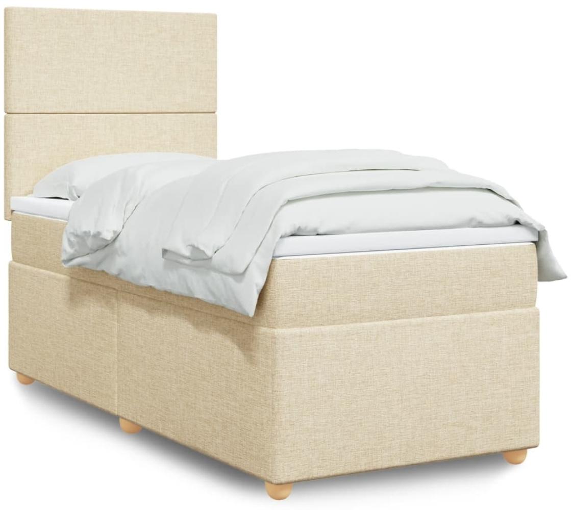 vidaXL Boxspringbett mit Matratze Creme 80x200 cm Stoff 3293405 Bild 1