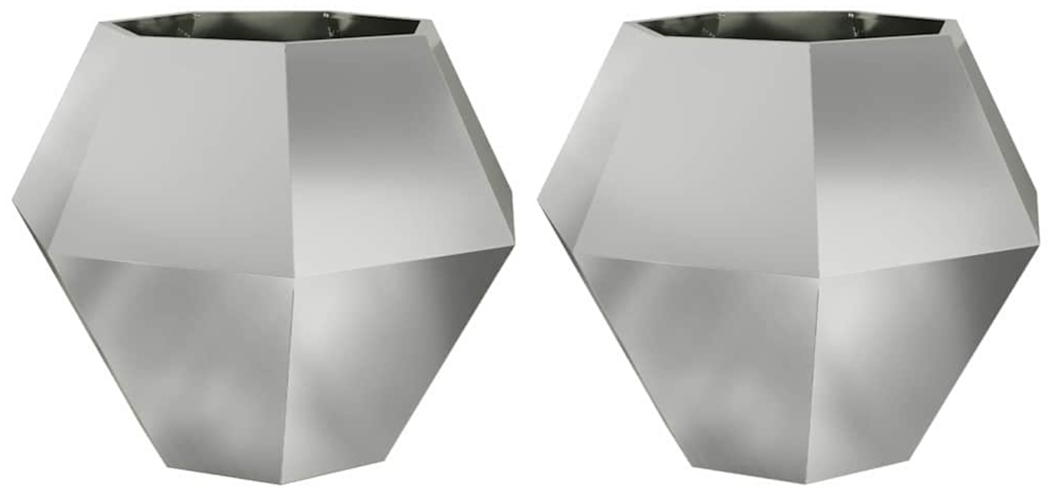 vidaXL Pflanzkübel 2 pcs Silber 100 x 100 x 80 cm Verzinkter Stahl 884035 Bild 1