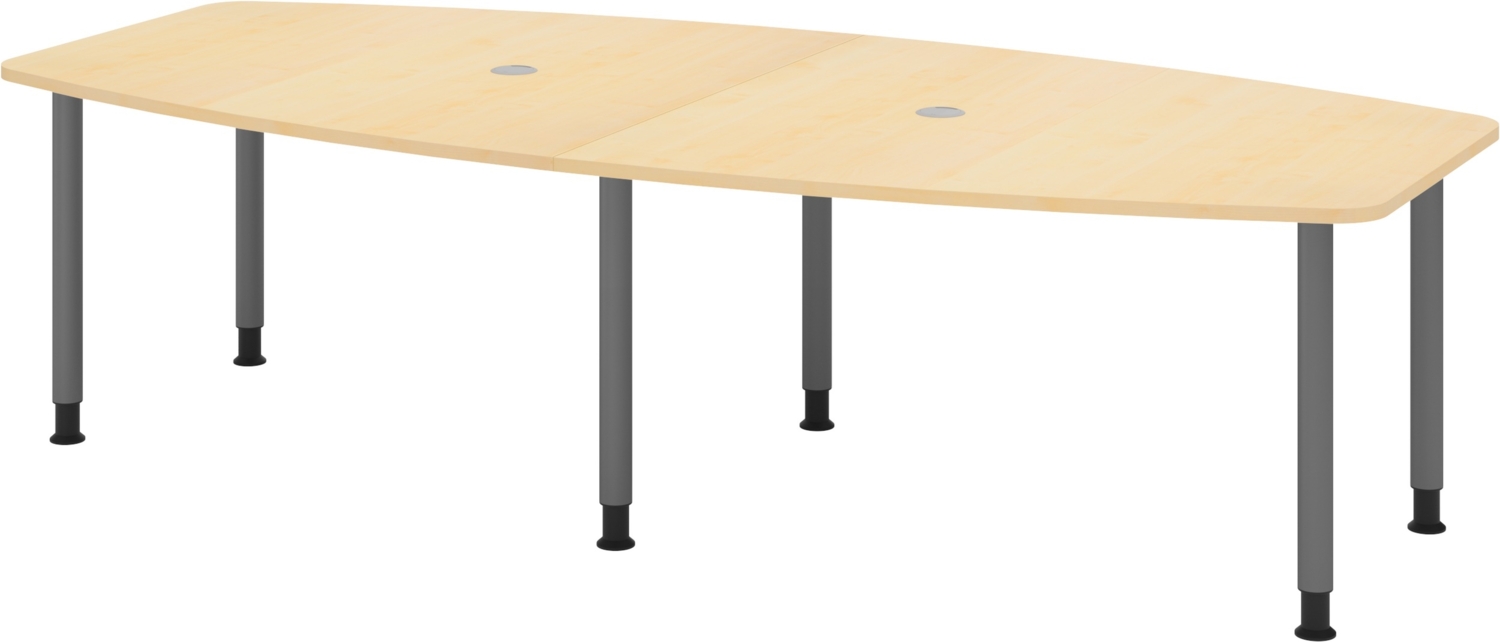 bümö Konferenztisch oval 280x130 cm großer Besprechungstisch in Ahorn, Besprechungstisch mit Gestell in graphit, Meetingtisch für 10 Personen, XXL-Tisch für Besprechungsraum & Meeting, KT28C-3-G Bild 1