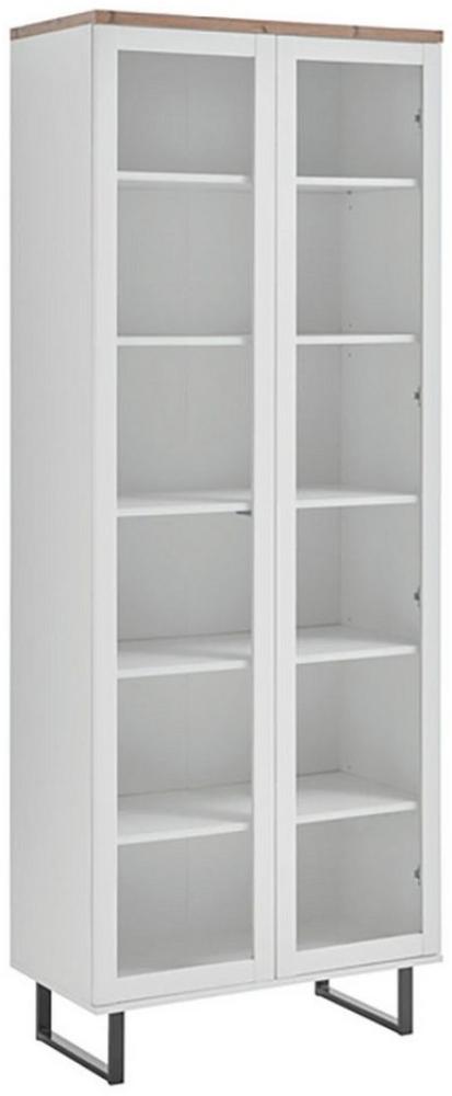 ebuy24 Vitrine Anna Vitrinenschrank 2 Türen weiß Eiche Dekor. Bild 1