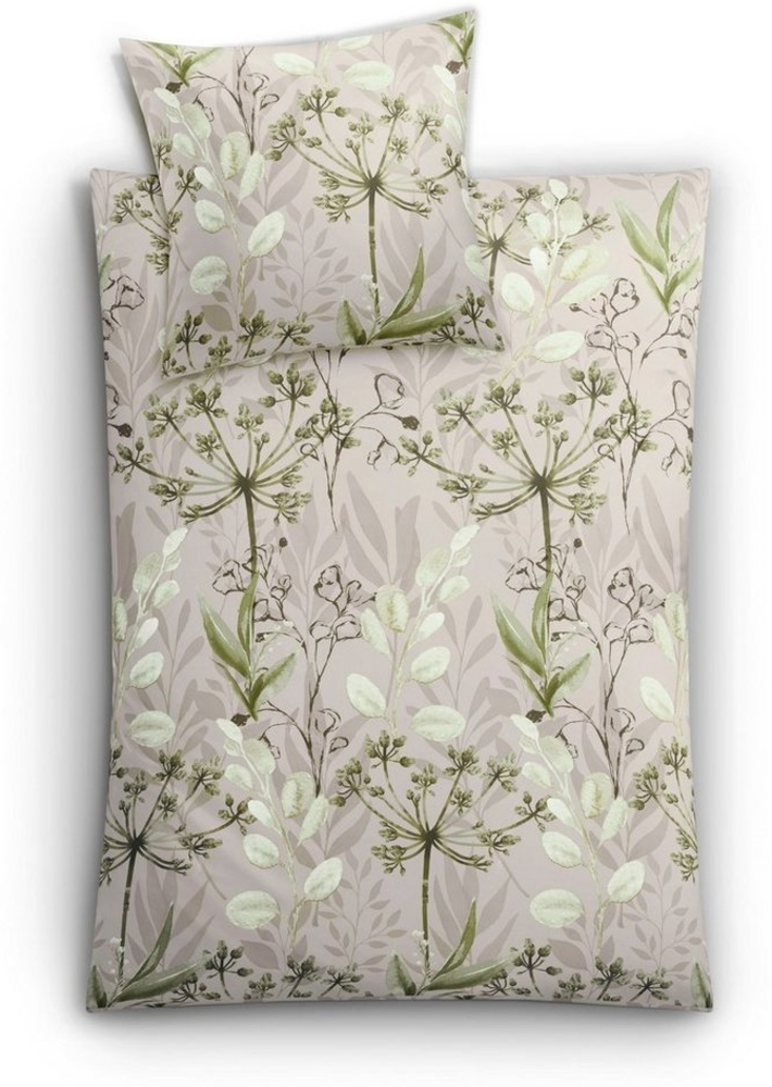 Kleine Wolke Bettwäsche Lukardis, Mako-Satin, 2 teilig, mit Blättern und Gräsern Bild 1
