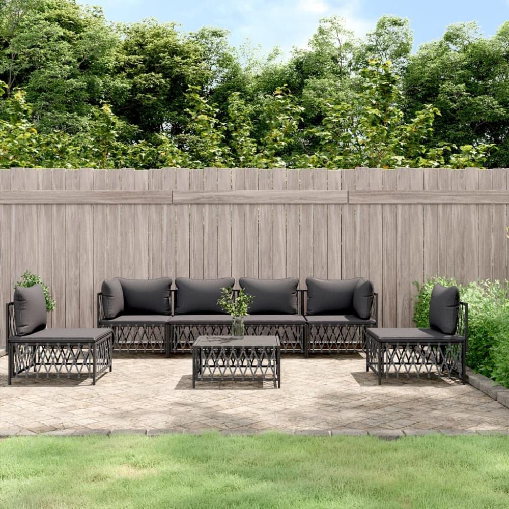 vidaXL 7-tlg. Garten-Lounge-Set mit Kissen Anthrazit Stahl 3186845 Bild 1