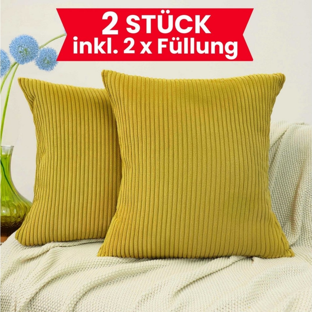 Amilian Dekokissen mit Füllung und Kissenbezug - 2er Set - Kissen, Zierkissen, Sofakissen, (2 Stück), Kopfkissen, Kuschelkissen, Couchkissen mit Kissenfüllung Bild 1