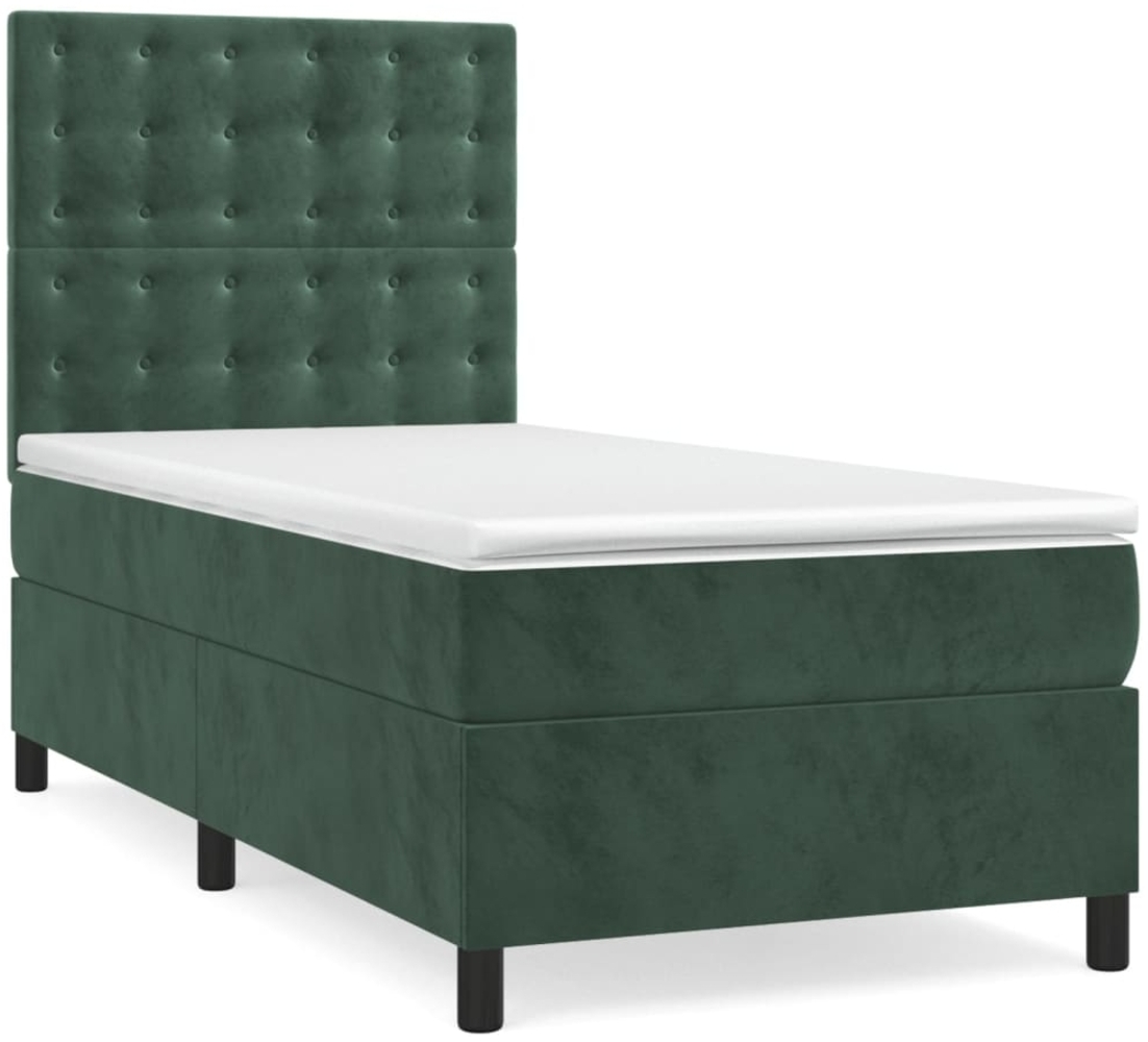vidaXL Boxspringbett mit Matratze Dunkelgrün 90x190 cm Samt 3143238 Bild 1