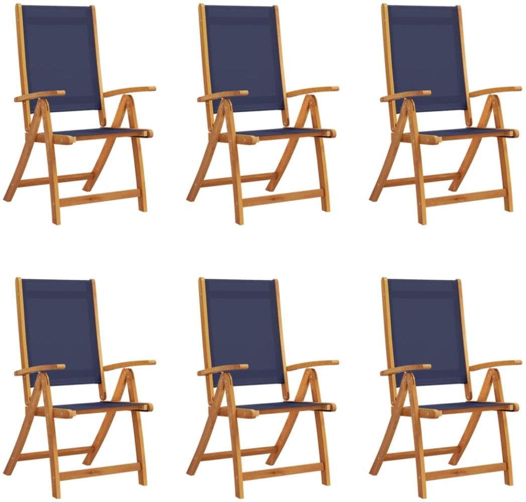 vidaXL Gartenstühle 6 Stk. Klappbar Massivholz Akazie und Textilene 3279242 Bild 1