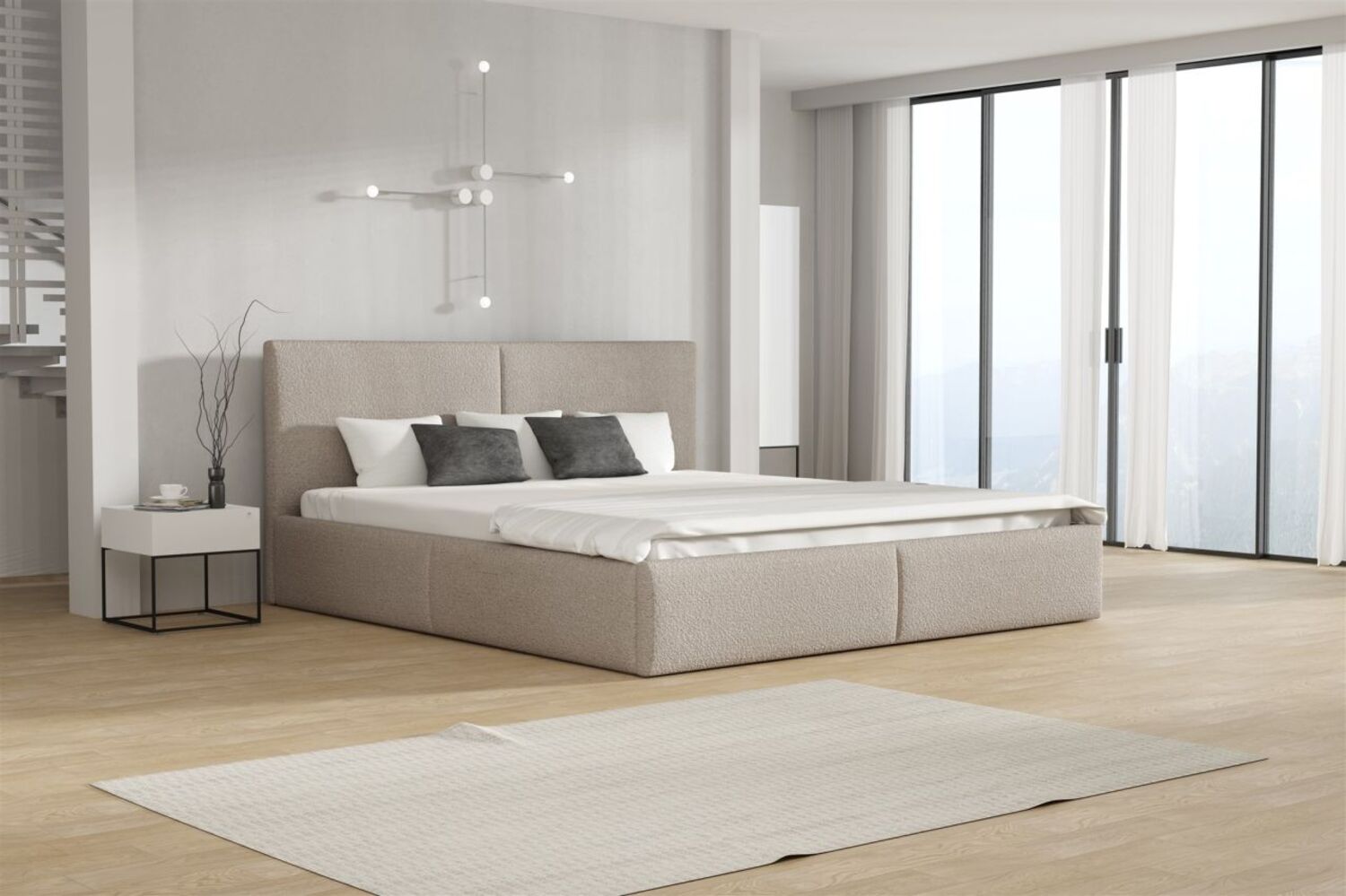 Polsterbett Doppelbett BERGEN 140x200cm Stoff Freya Cappuccino Bild 1