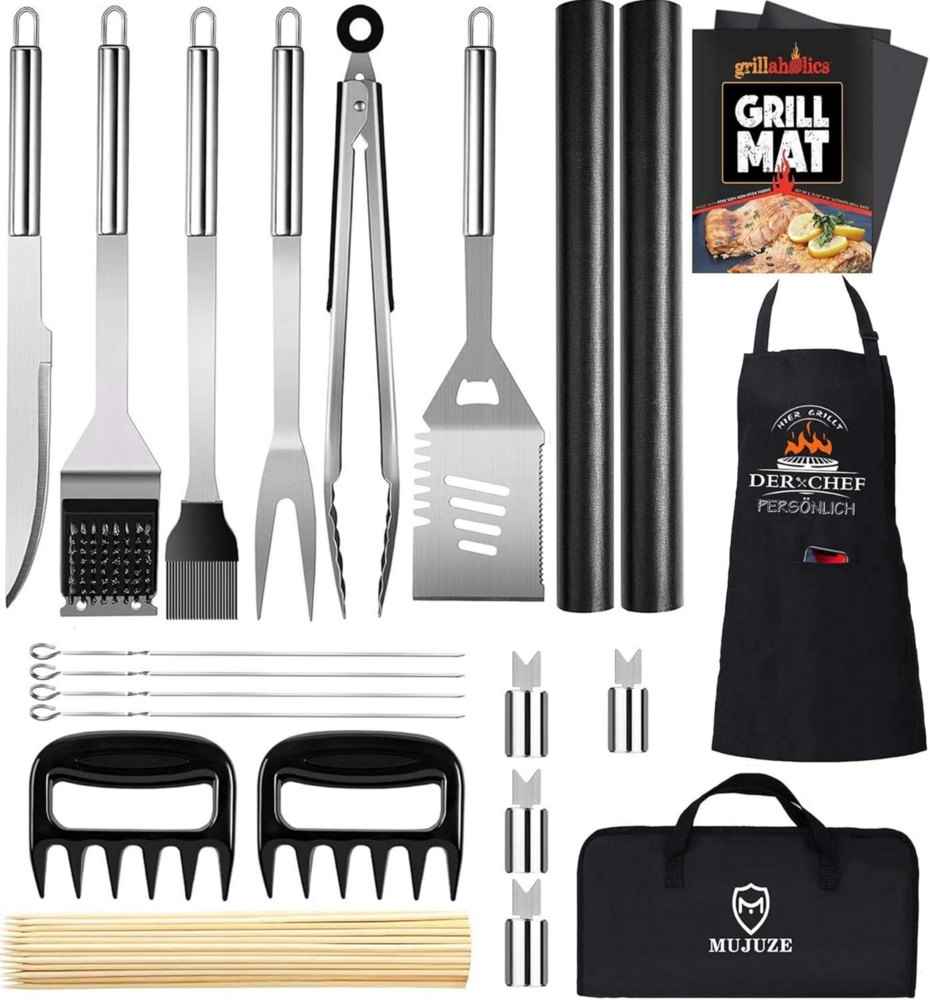 Grillbesteck Set 21 teilig Edelstahl BBQ Zubehör Männer Geschenk Bild 1