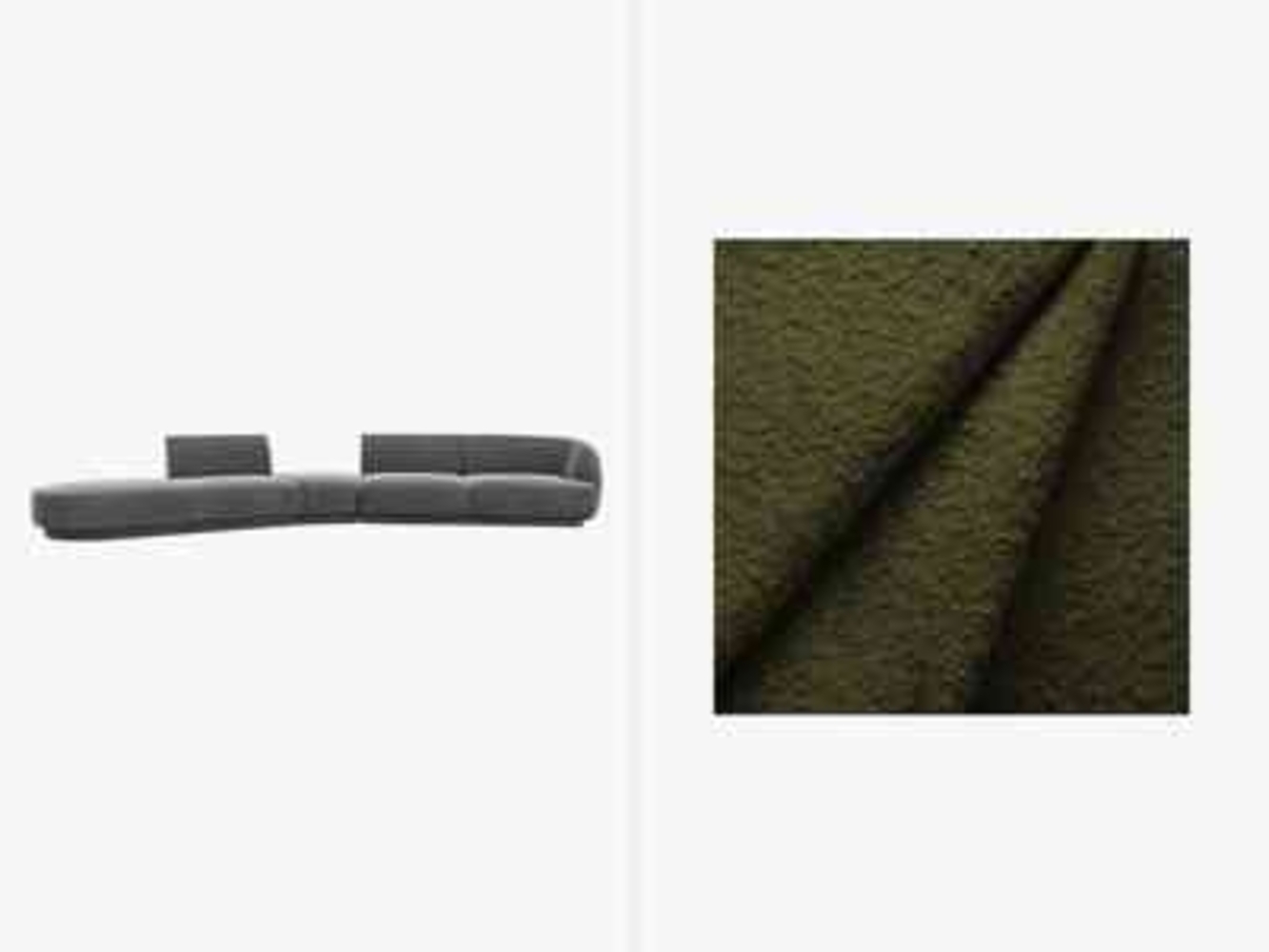 Micadoni Modulares Sofa Miley 5-Sitzer Links Boucle Baloo Dunkel-Olivgrün Bild 1