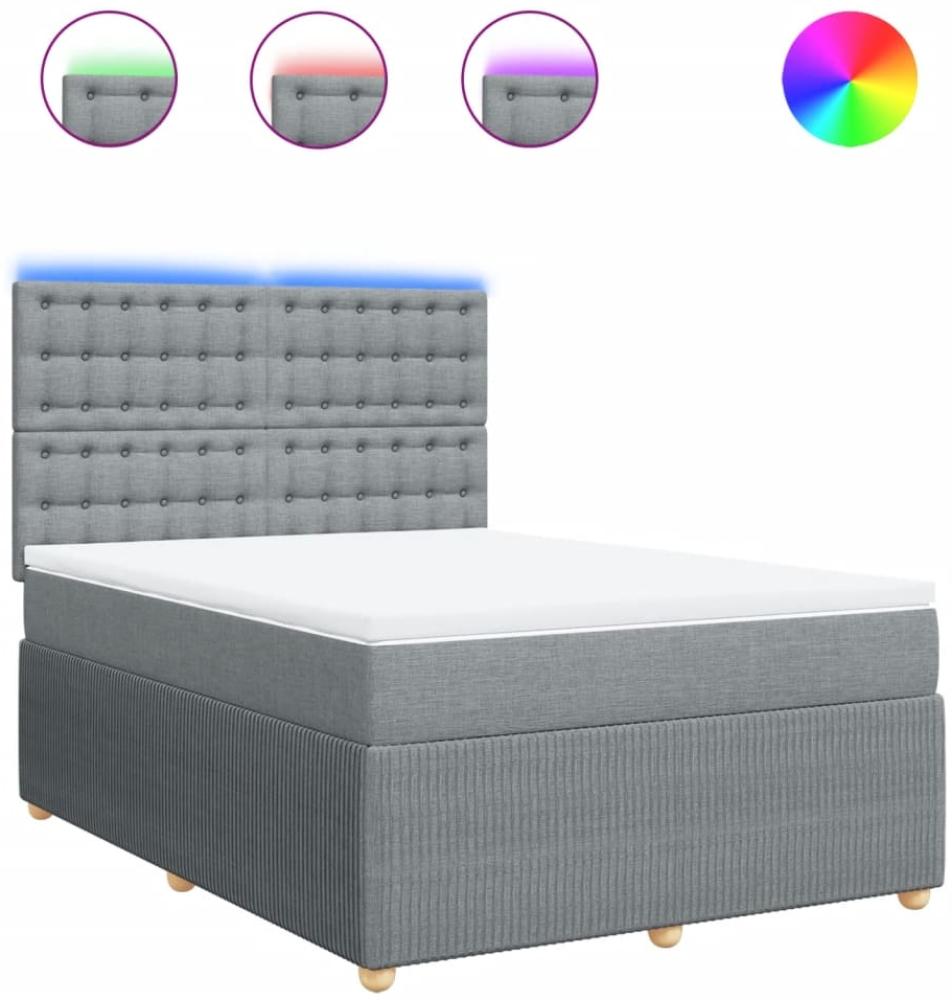 vidaXL Boxspringbett mit Matratze Hellgrau 160x200 cm Stoff 3294421 Bild 1