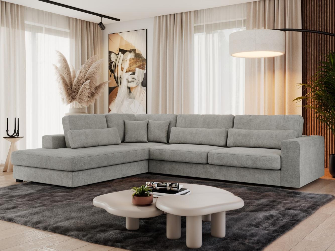 Freistehendes Ecksofa mit lose Kissen, L-form - SAVONA - links - Hellgrau Stoff Bild 1