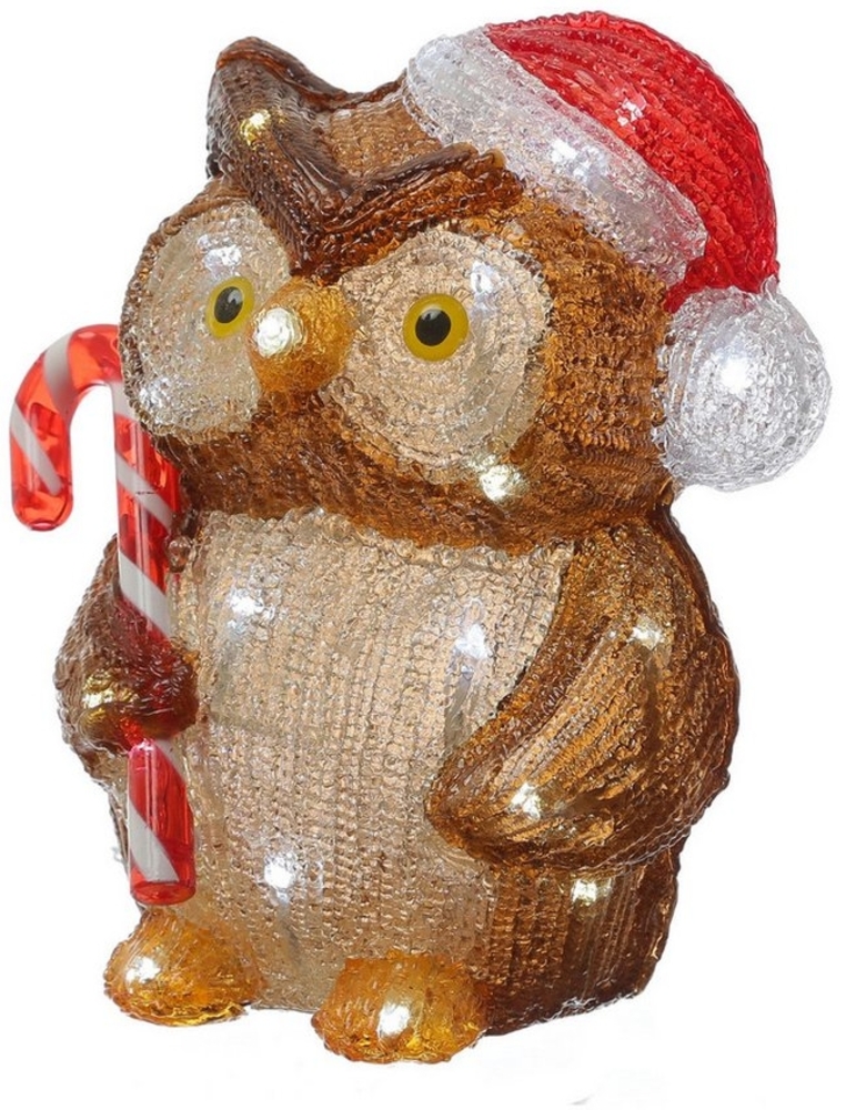 MARELIDA LED Dekofigur LED Eule mit Zuckerstange Acrylfigur Außen Weihnachtsdeko H: 24cm, LED Classic, kaltweiss (5300K bis 6000K) Bild 1