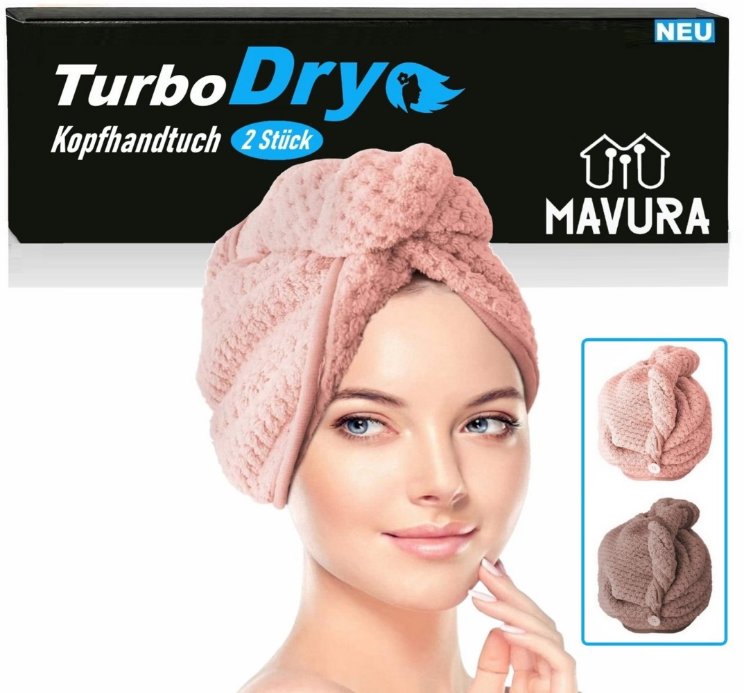 MAVURA Turban-Handtuch TurboDry Haarturban Turban Handtuch Kopfhandtuch Mikrofaser, Haarhandtuch schnelltrocknend Haartrockentuch [2 Stück] Bild 1