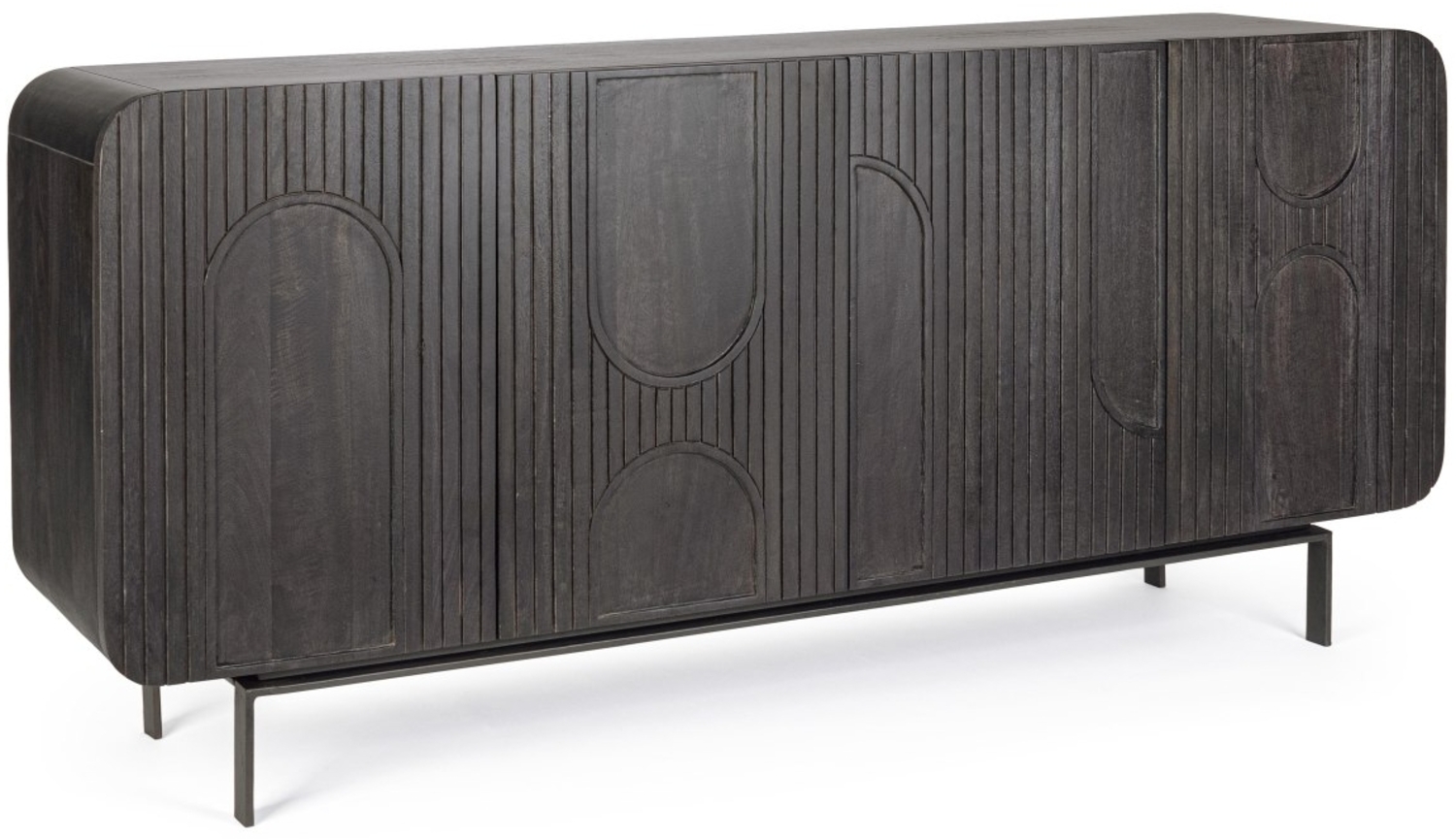 Sideboard Orissa aus Mangoholz Schwarz, 180 cm Bild 1