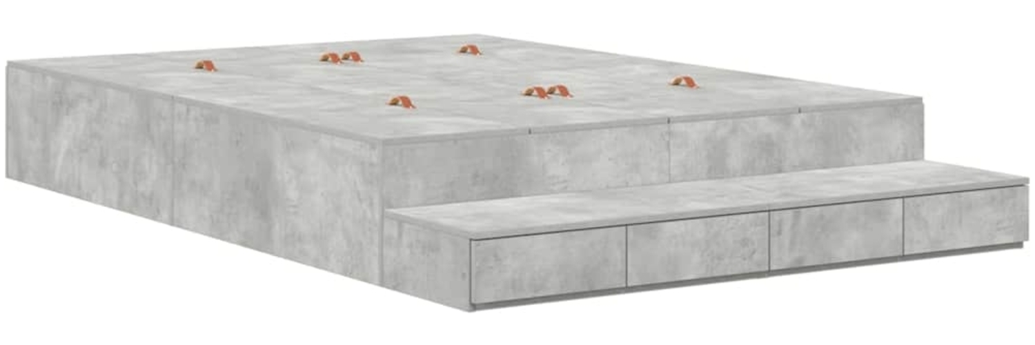vidaXL Aufbewahrungsbettgestell Beton Grau 150 cm Holzwerkstoff 3335648 Bild 1
