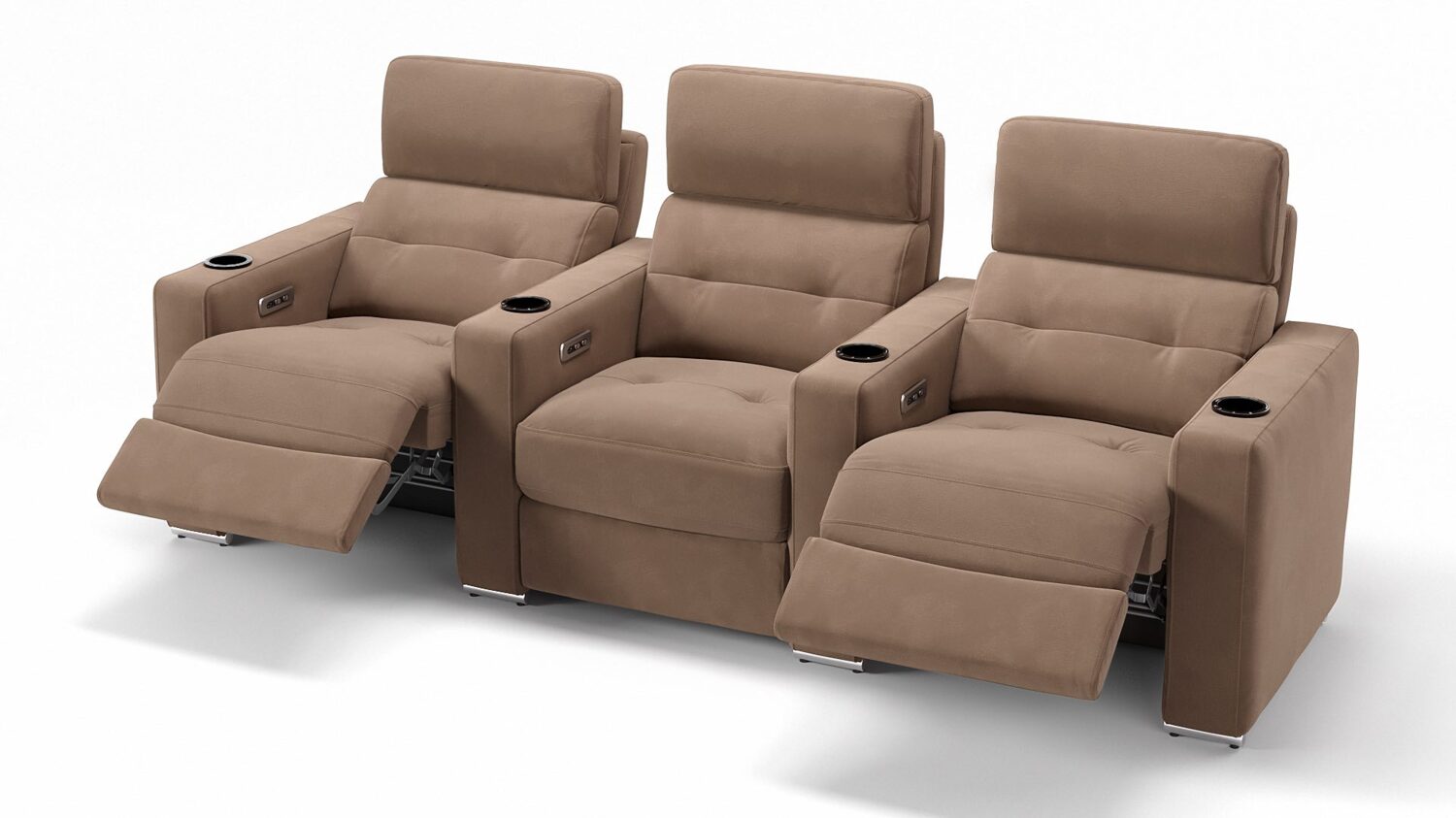Sofanella BARI Heimkino 3-Sitzer Stoffbezug Sofa in Hellbraun Bild 1