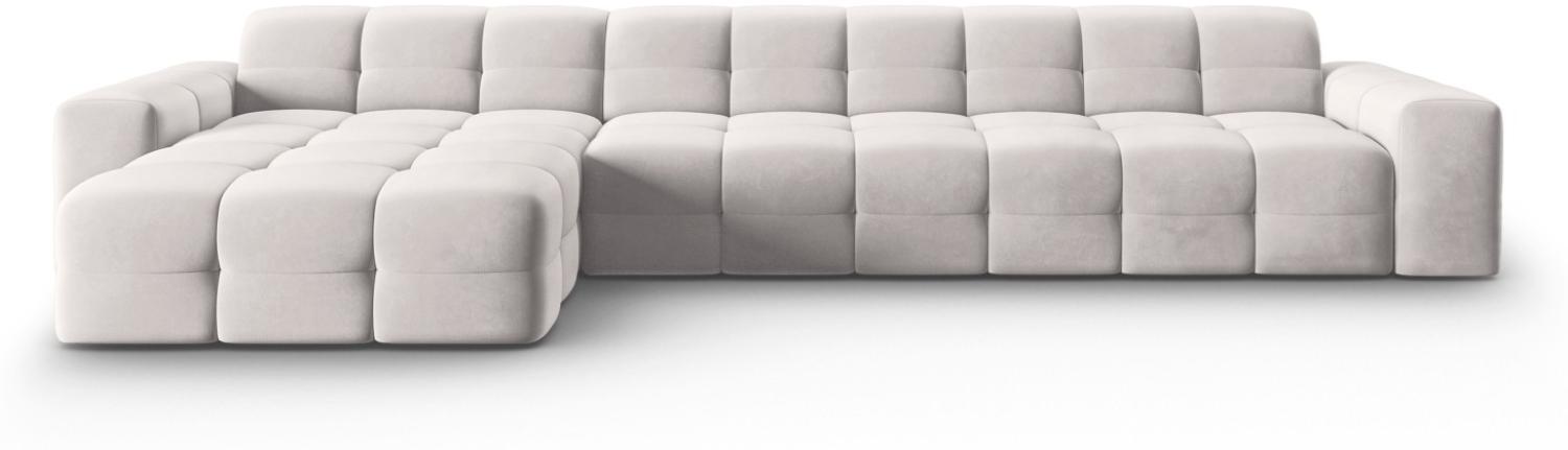 Micadoni 5-Sitzer Samtstoff Ecke links Sofa Kendal | Bezug Light Grey | Beinfarbe Black Beech Wood Bild 1