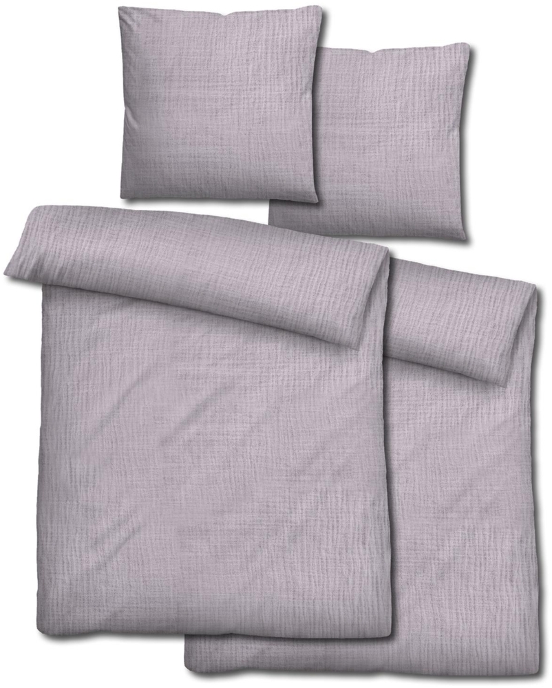 Doppelpack Sleezzz® Musselin Bettwäsche lila 155 x 220 cm + 80 x 80 cm Bild 1