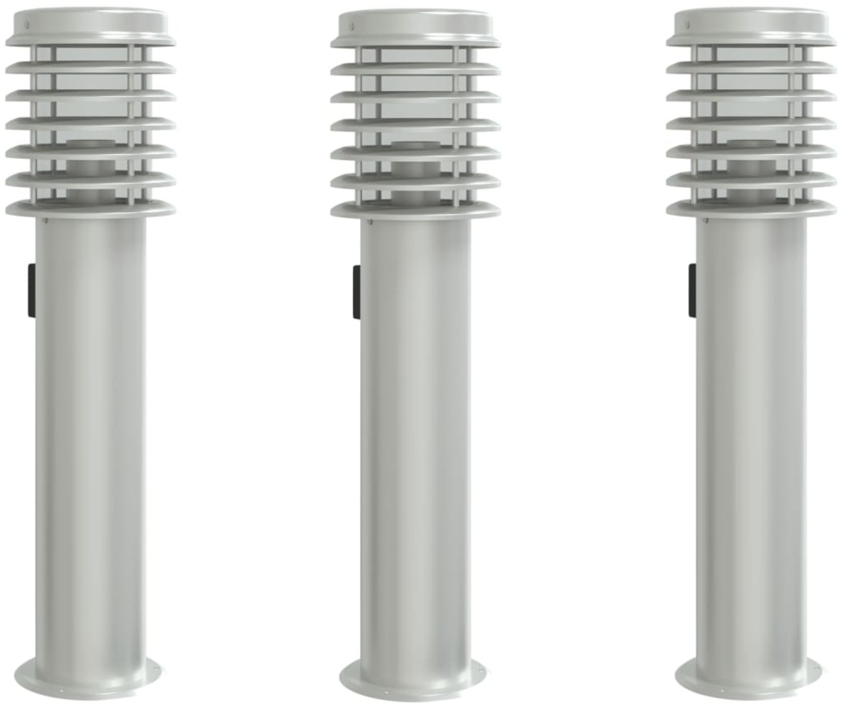 vidaXL Wegeleuchten mit Steckdose 3 Stk. Silbern 60 cm Edelstahl 4006374 Bild 1