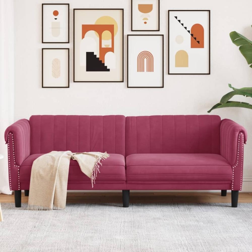 vidaXL Sofa 3-Sitzer Weinrot Samt 372589 Bild 1