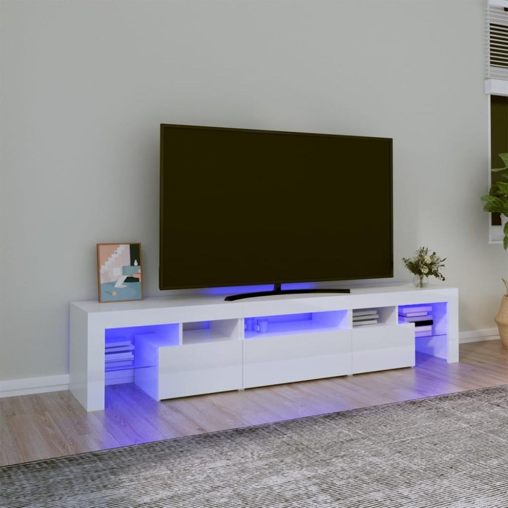 vidaXL TV-Schrank mit LED-Leuchten Hochglanz-Weiß 200x36,5x40 cm 3152814 Bild 1