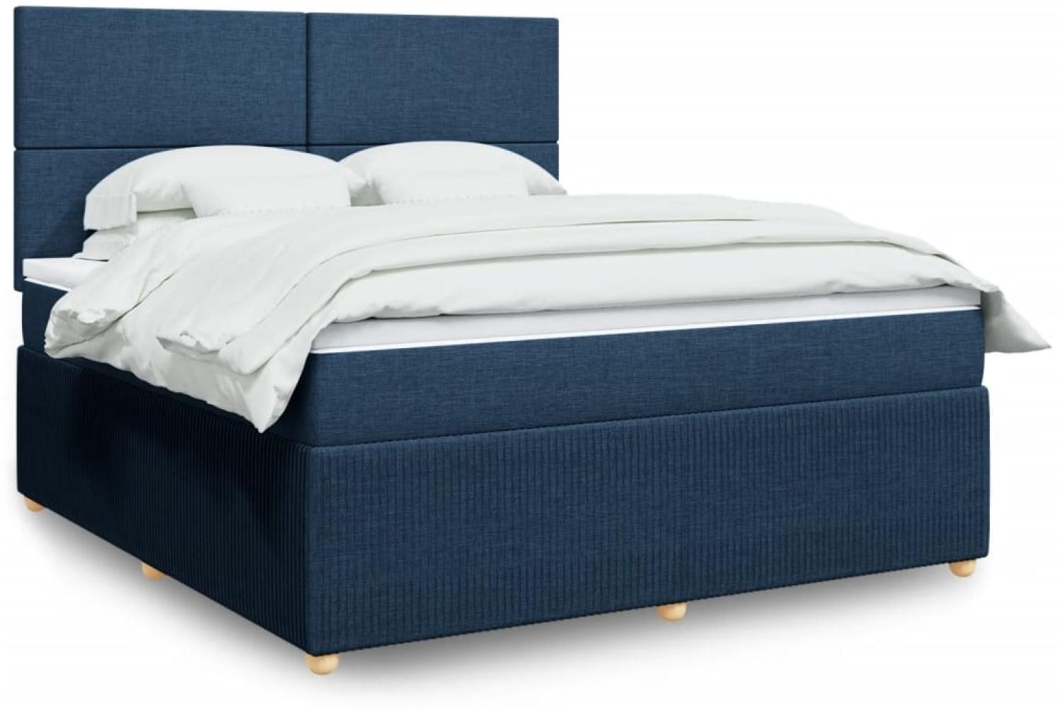 vidaXL Boxspringbett mit Matratze Blau 180x200 cm Stoff 3294434 Bild 1