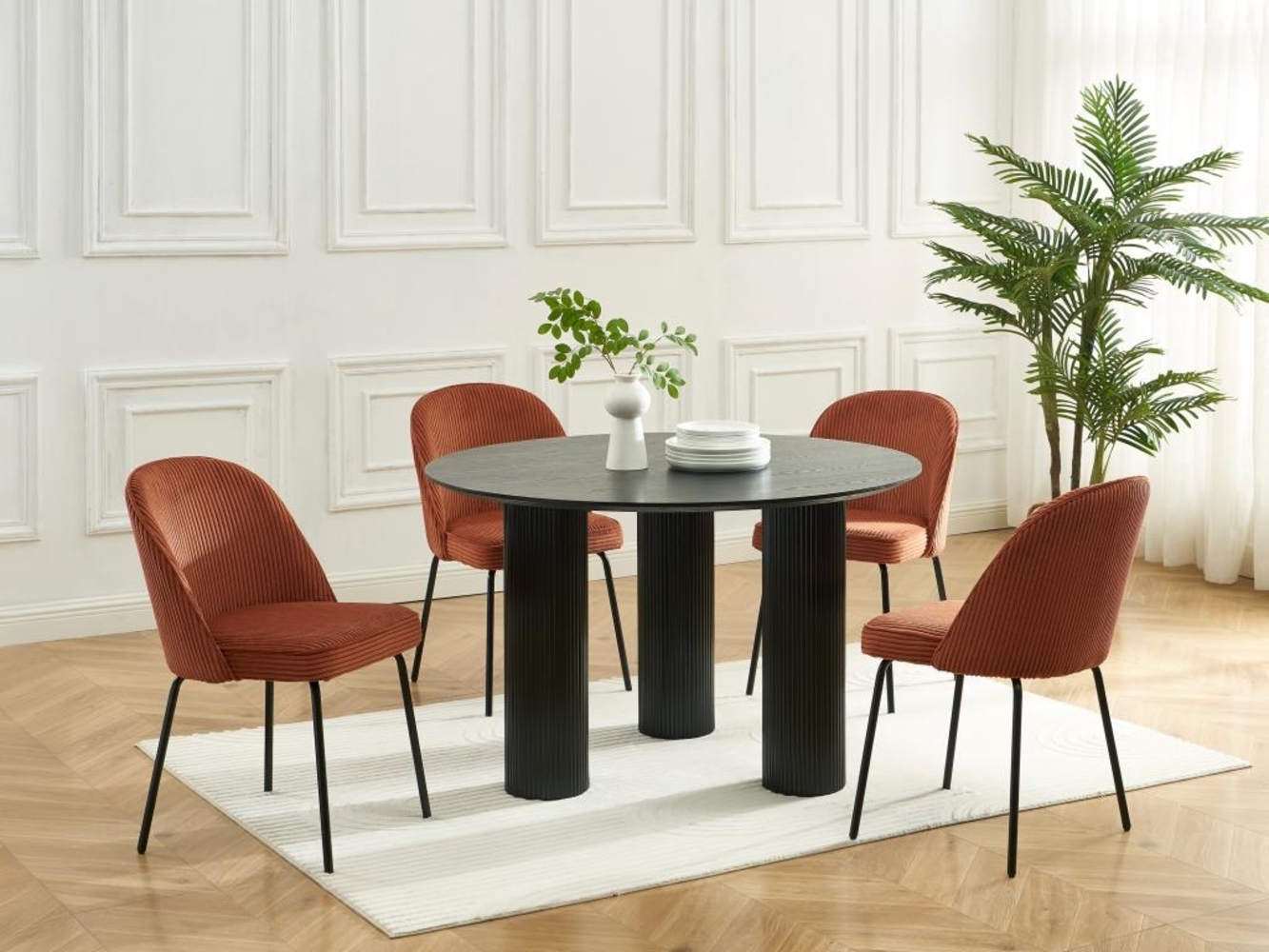 Vente-unique - Stuhl 6er-Set - Cord & schwarzes Metall - Terracotta - ALPALI Bild 1