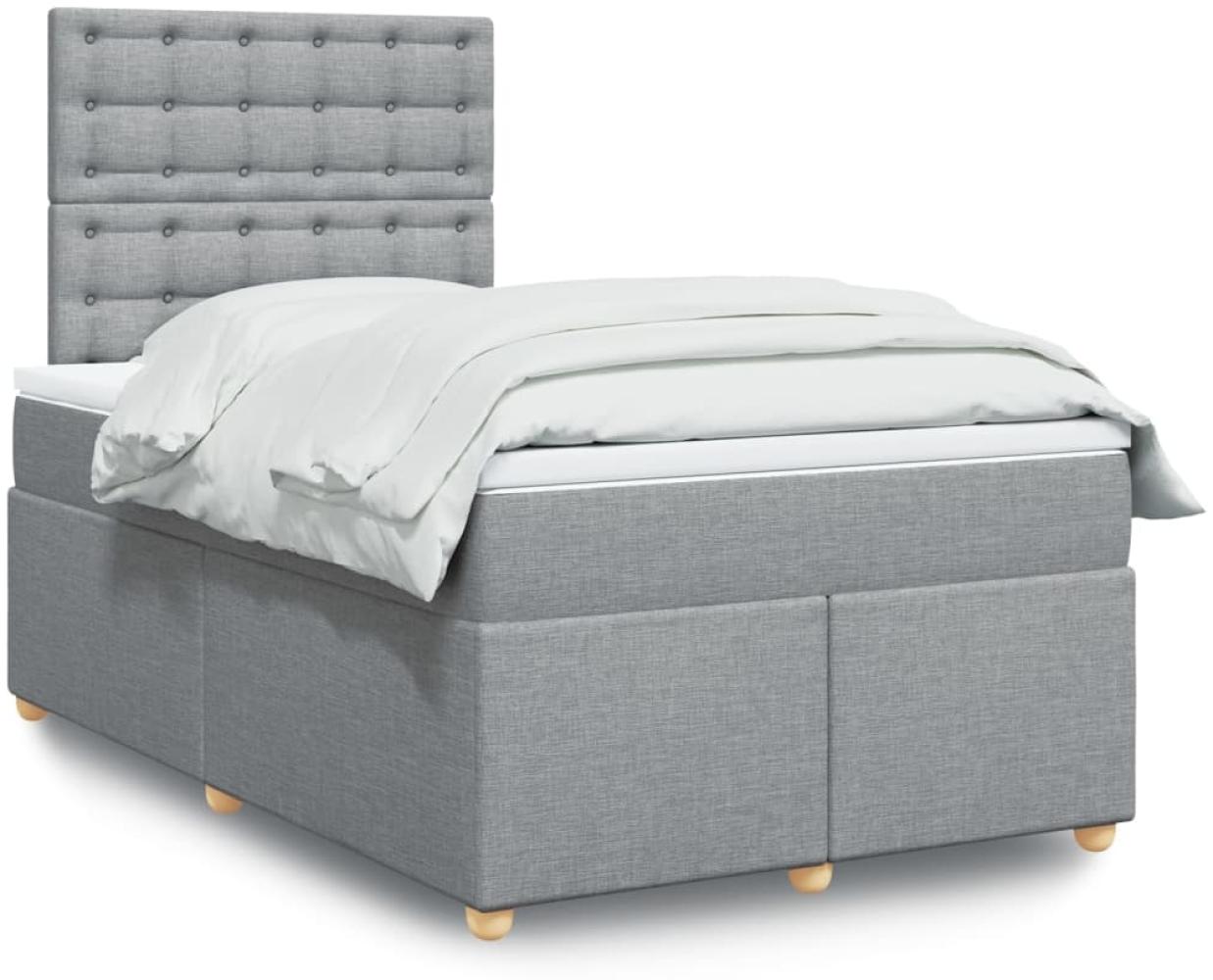 vidaXL Boxspringbett mit Matratze Hellgrau 120x200 cm Stoff 3293561 Bild 1