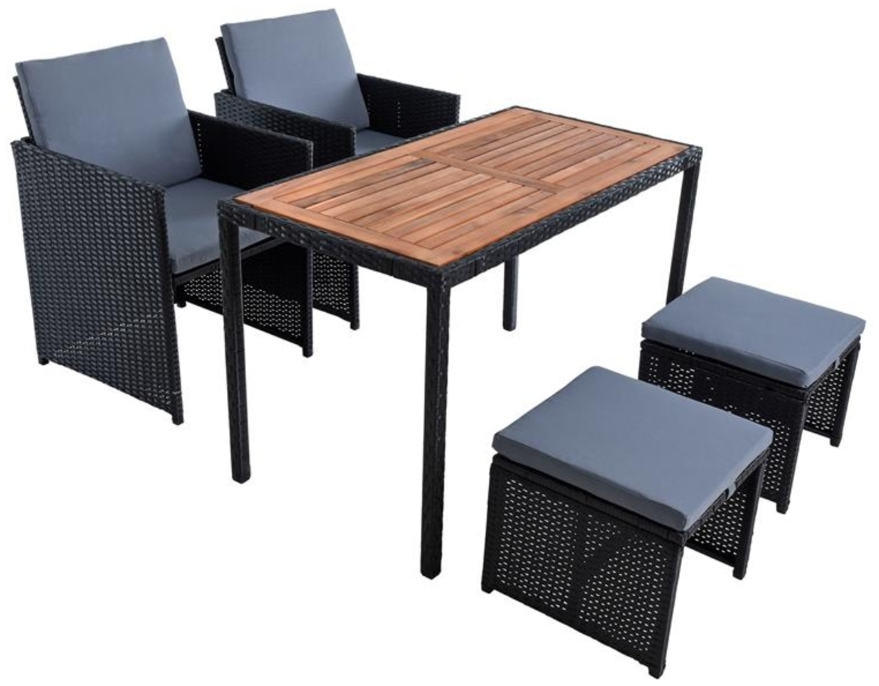 Polyrattan Sitzgruppe Gartenmöbel Set Rattanmöbel 4 Personen Gartenset Schwarz Bild 1