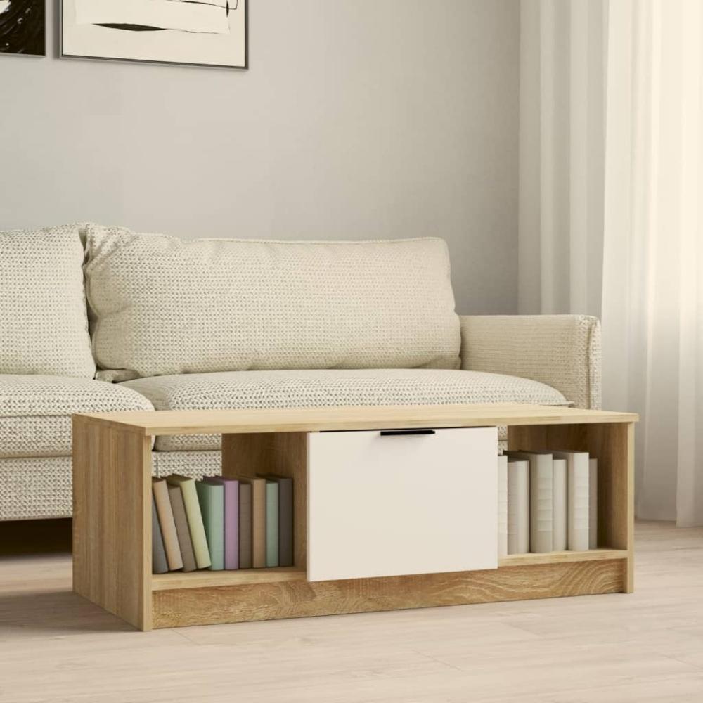 vidaXL Couchtisch Weiß und Sonoma-Eiche 102x50x36 cm Holzwerkstoff 811354 Bild 1