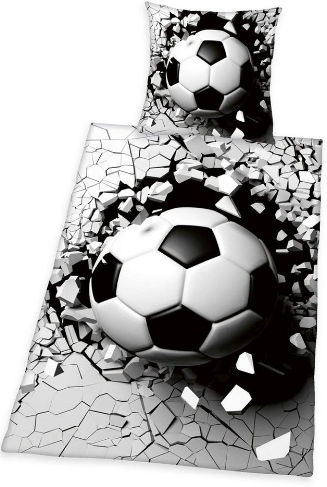 Herding Renforcé Fussball 3D Bettwäsche Bettbezug 135 x 200 cm Kopfkissenbezug 80 x 80 cm Bild 1