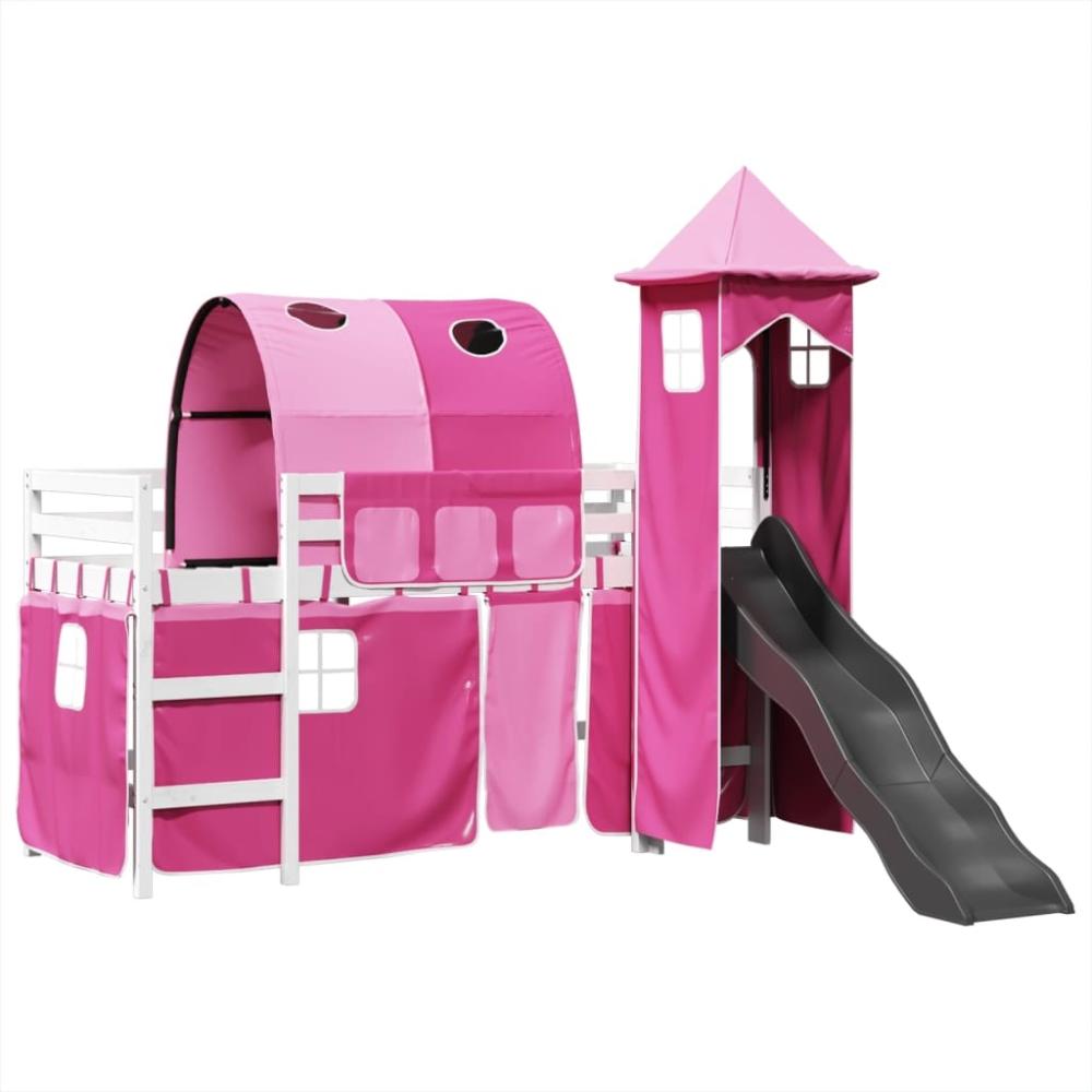 vidaXL Kinderhochbett mit Turm Rosa 80x200 cm Massivholz Kiefer 3309151 Bild 1