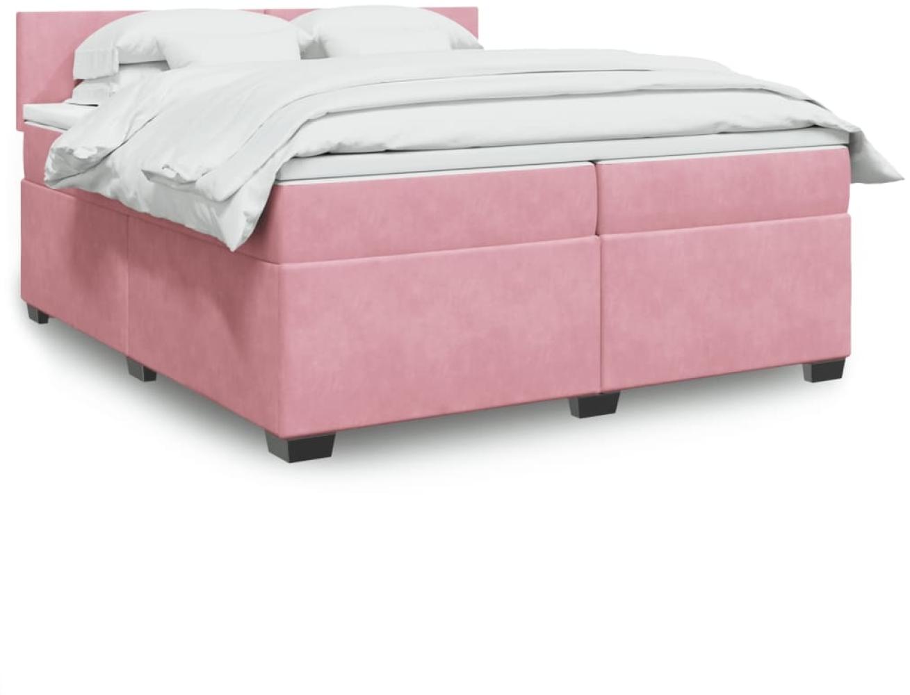 vidaXL Boxspringbett mit Matratze Rosa 200x200 cm Samt 3286401 Bild 1