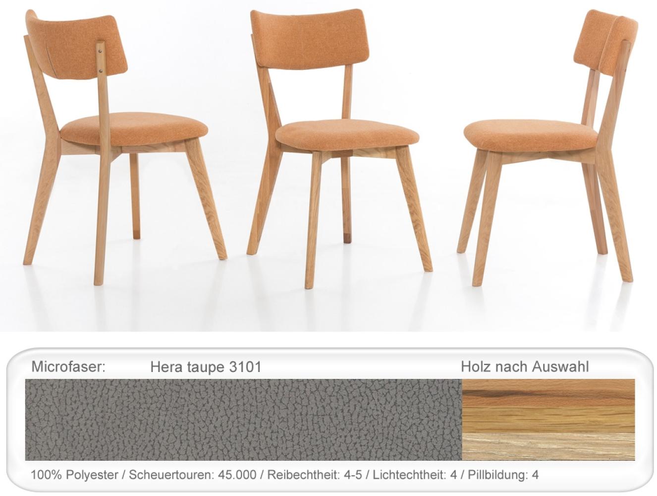 Holzstuhl Norina 32 Polsterstuhl Varianten Esszimmerstuhl Küchenstuhl Eiche bianco geölt, Hera taupe Bild 1
