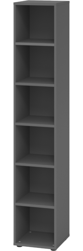 bümö Regal graphit, Standregal aus Holz für 6 Ordnerhöhen - Bücherregal groß 40 cm schmal, Aktenregal für Ordner & Bücher, großes Büroregal, Holzregal, Ordnerregal, Buchregal, 964RE-G Bild 1