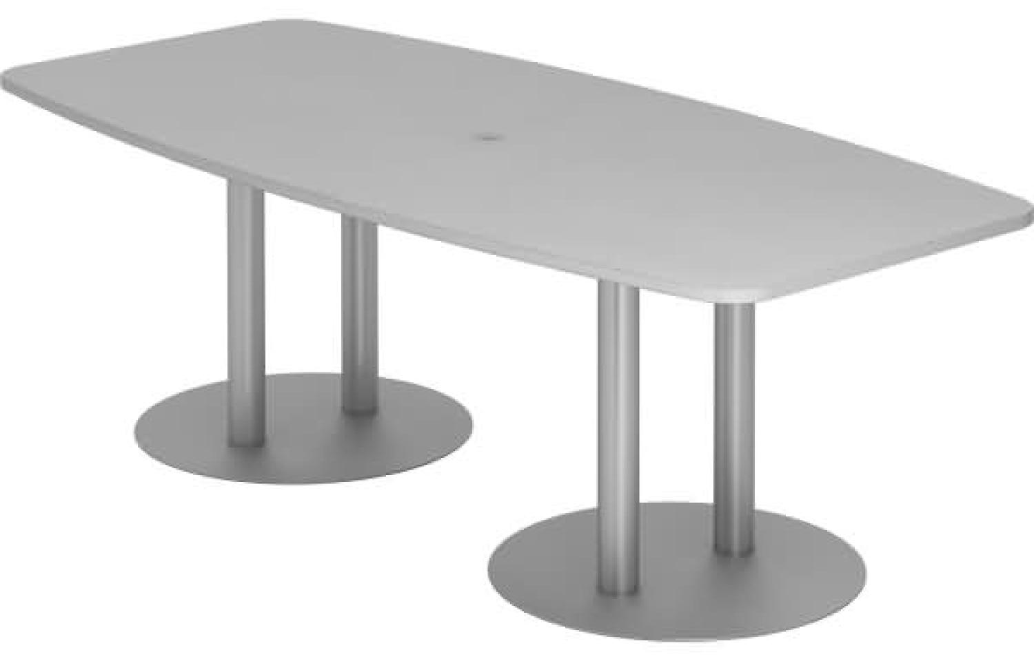 Konferenztisch KT22S 220x105cm Grau Säulenfuße Gestellfarbe: Chrom Bild 1