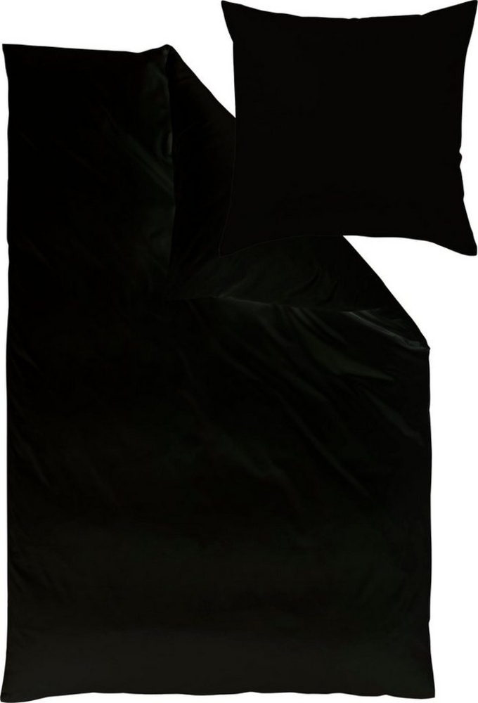 Uni-Mako-Satin - Curt Bauer Uni 135x200 + 80x80 cm-3318 schwarz Bild 1