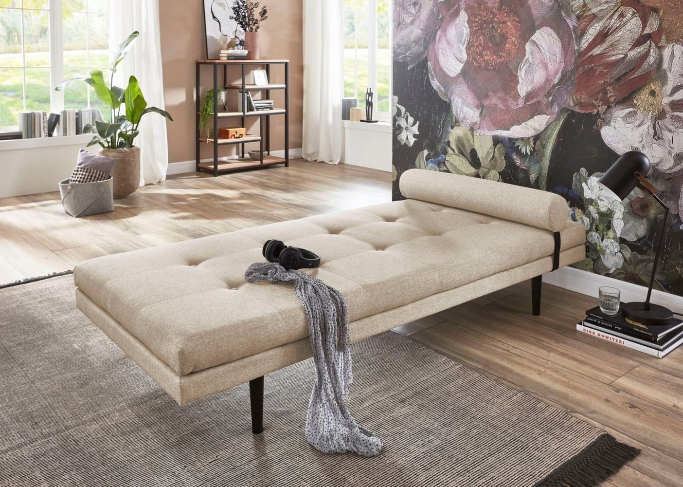 ATLANTIC home collection Polsterliege Bergen mit Kissenrolle, 85/200cm, Creme Bild 1