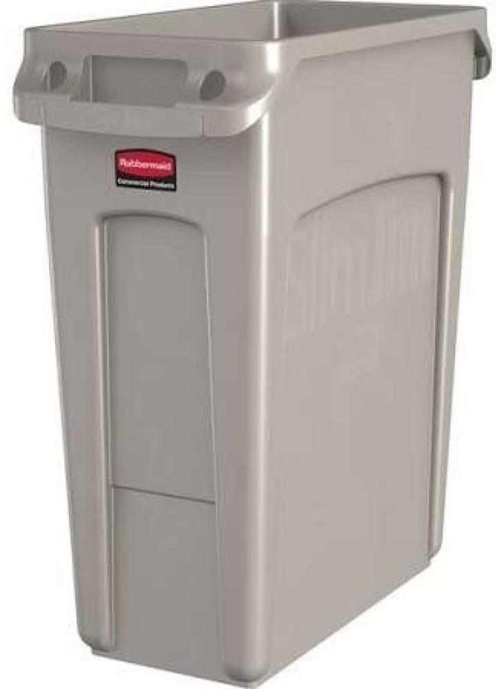 Rubbermaid Vented Slim Jim Rubbish Bin Waste Receptacle, 60 Litres, Beige, Plastic, 1971259 Bild 1