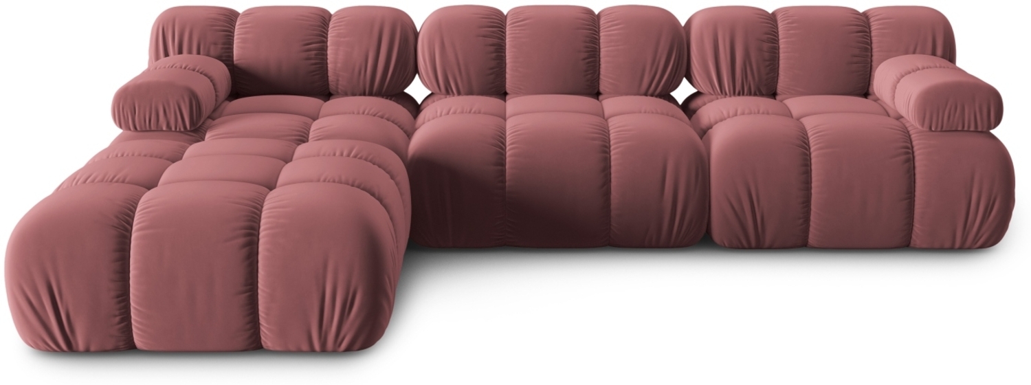 Micadoni Modulares Sofa Bellis 4-Sitzer mit flachem Modul Samt Bluvel Rosa Bild 1