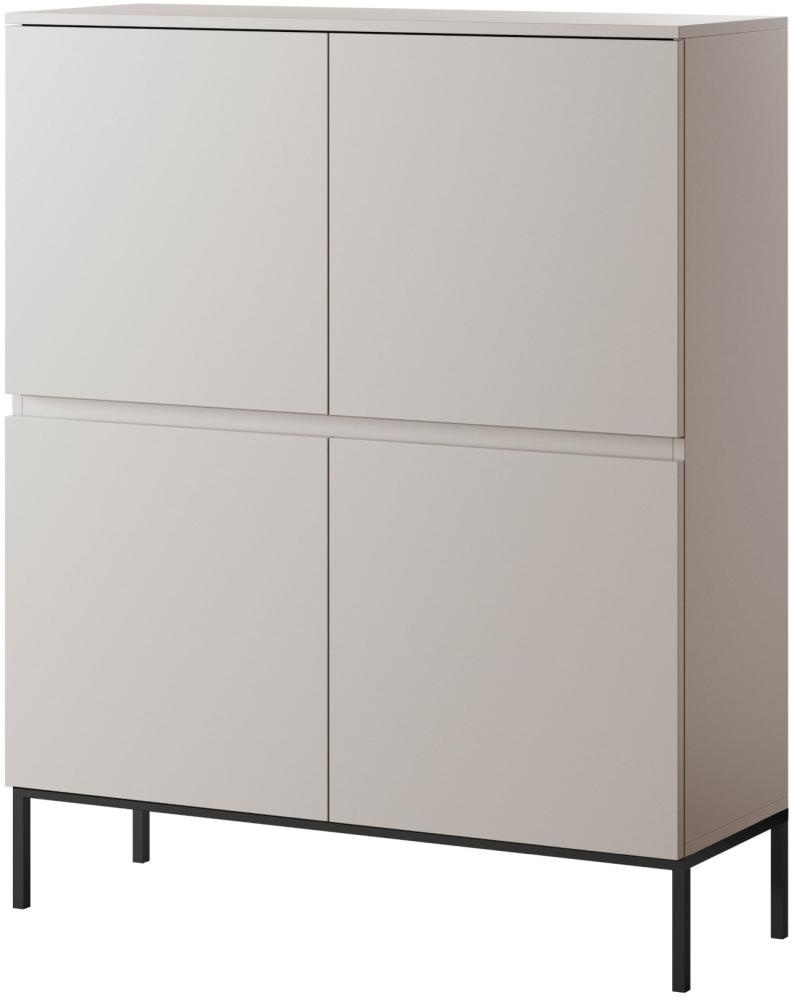 Selsey Bemmi - Highboard 4-türig, Beige mit schwarzem Gestell, 100 cm Bild 1