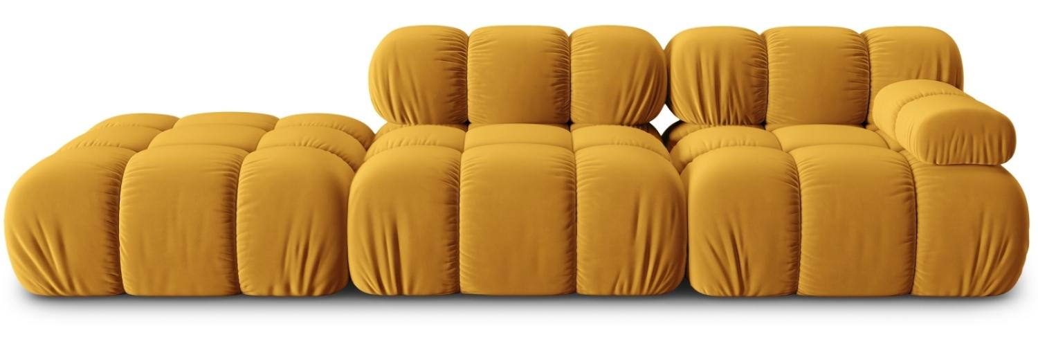 Micadoni Modulares Sofa Bellis 4-Sitzer Links Samtstoff Gelb Bild 1