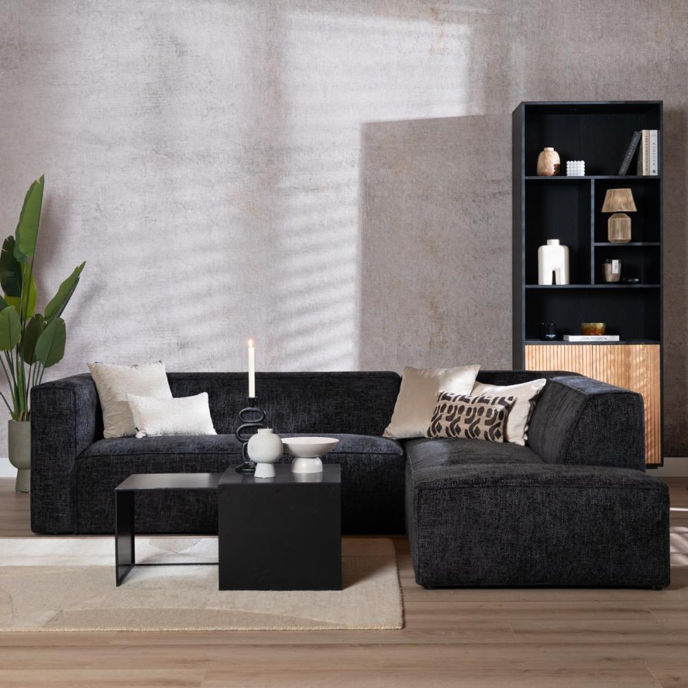 Bronx71 Ecksofa Memphis Chenille schwarz rechts Bild 1