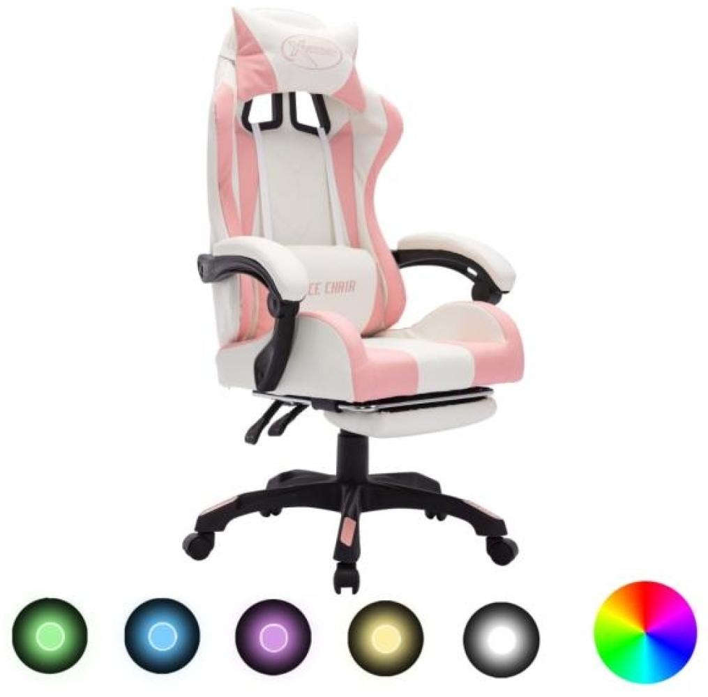 vidaXL Gaming-Stuhl mit RGB LED-Leuchten Rosa und Weiß Kunstleder 288014 Bild 1