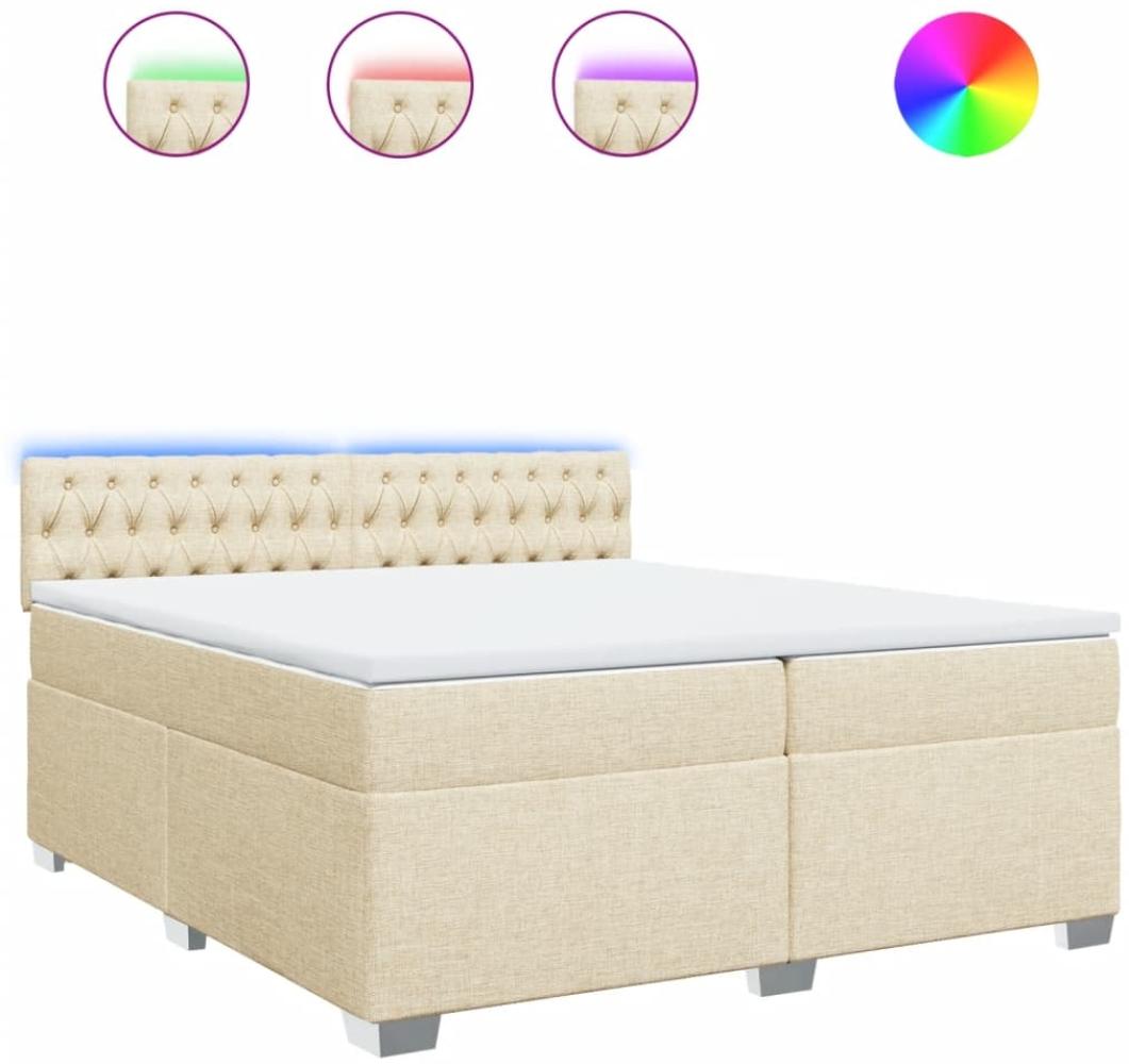 vidaXL Boxspringbett mit Matratze Creme 200x200 cm Stoff 3288307 Bild 1