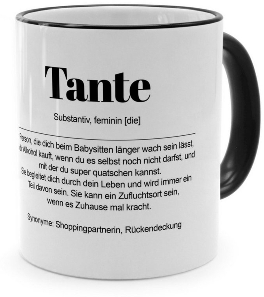 PhotoFancy Tasse mit Definition 'Tante' - Tasse mit Spruch, Tasse Standard - Henkel & Rand: Schwarz Bild 1